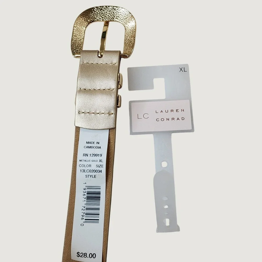 Lauren Conrad Belt XL Metallic Gold Hammered Buckle 13LC020034 New